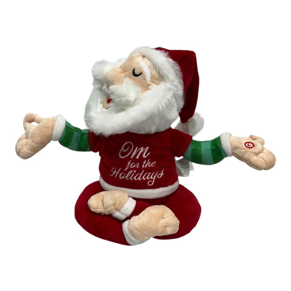 Gemmy Om for the Holidays Meditating Yoga Santa Claus Animated Plush Red Green